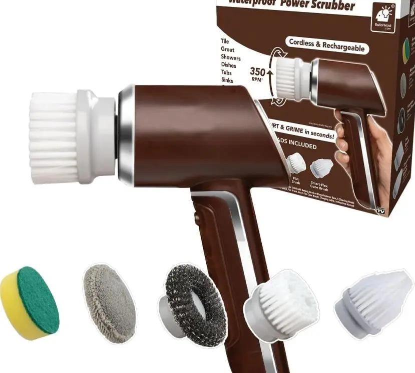 Щітка для прибирання та миття посуду з 5 змінними насадками бездротова електрична USB зарядка (25661245) - фото 1