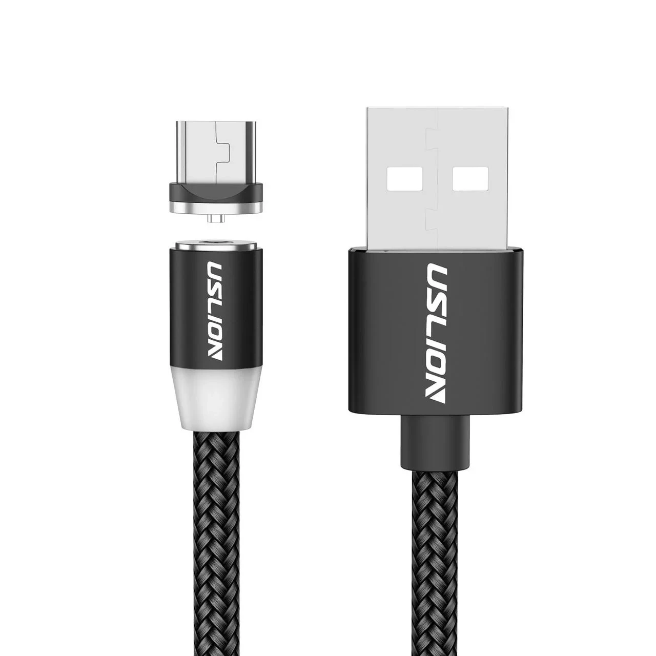 Кабель магнітний USLION Magnetic 2,4A USB для зарядки телефону 1 м Чорний - фото 1