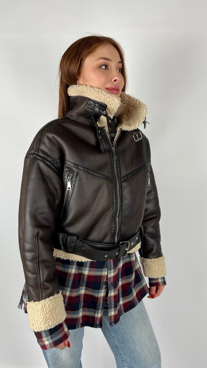 Дублянка жіноча Бренд #265-03 L Коричневий (23918463) - фото 4 Дублянка жіноча Бренд #265-03 L Коричневий (23918463) - фото 4