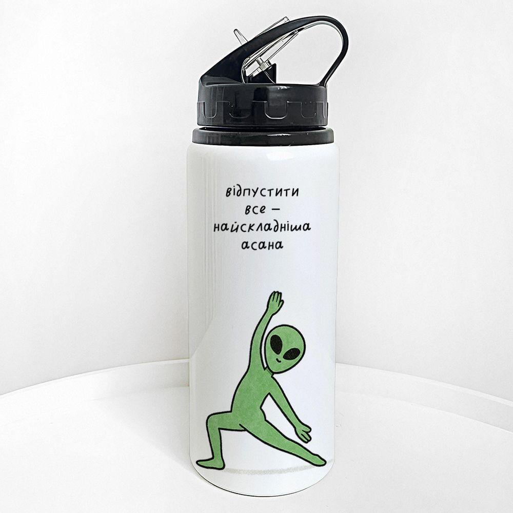 Бутылка для воды с трубочкой Presentville "Отпустить все - самая сложная асана" 600 мл (PLV_25A014)