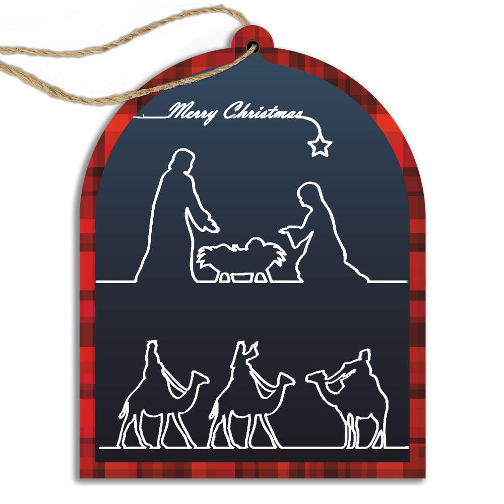 Игрушка елочна деревянная в форме таблички Merry Christmas 10х8 см Черный (хрі017ча)