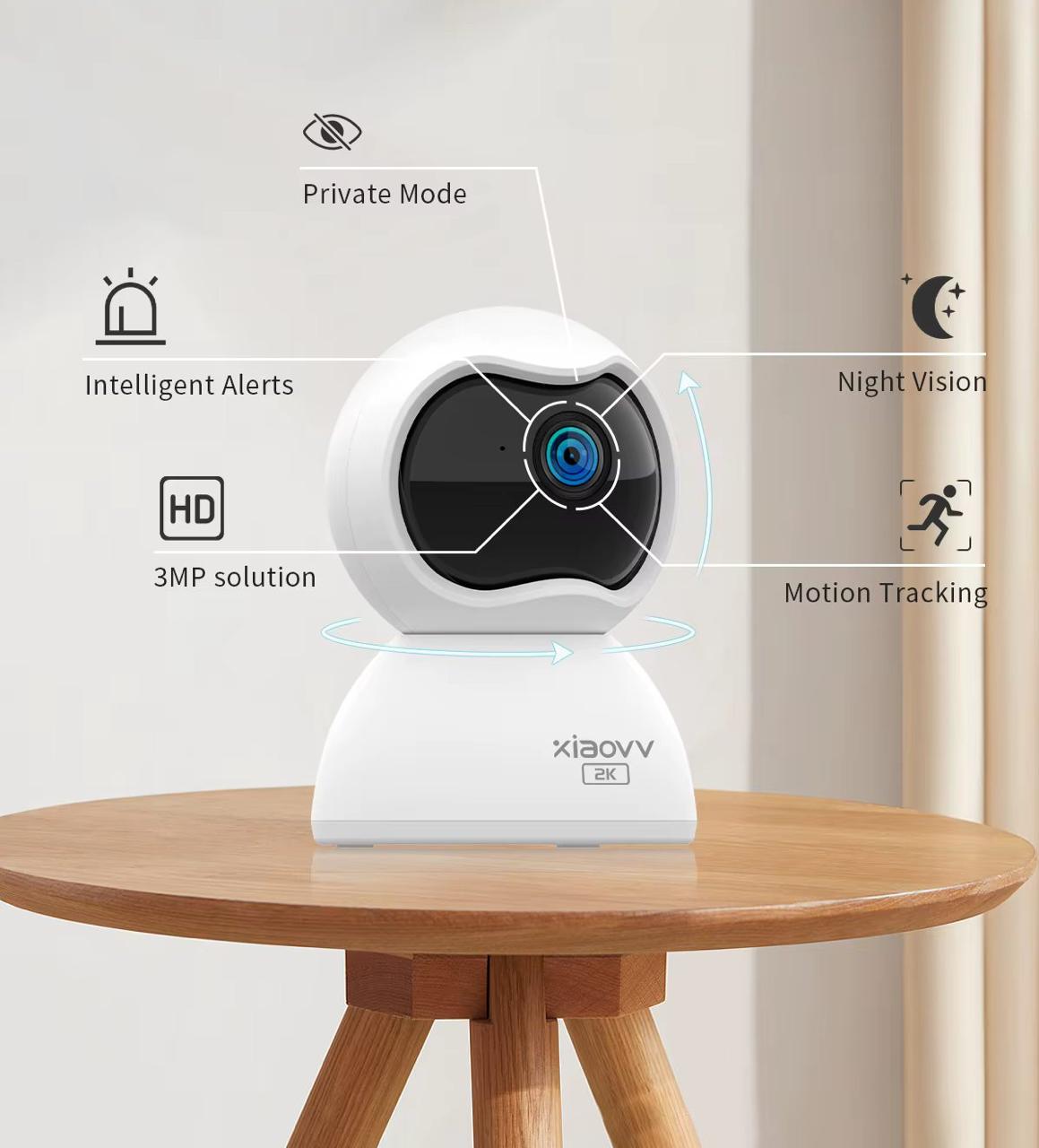 Відеоняня XIAOVV Q2 3MP з датчиком звуку (28780603) - фото 6