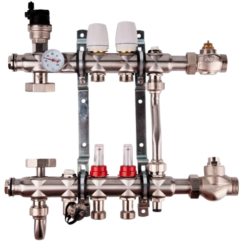 Коллектор SD Forte INOX 1х3/4" SFE0018 в сборе с расходомерами 8 контура
