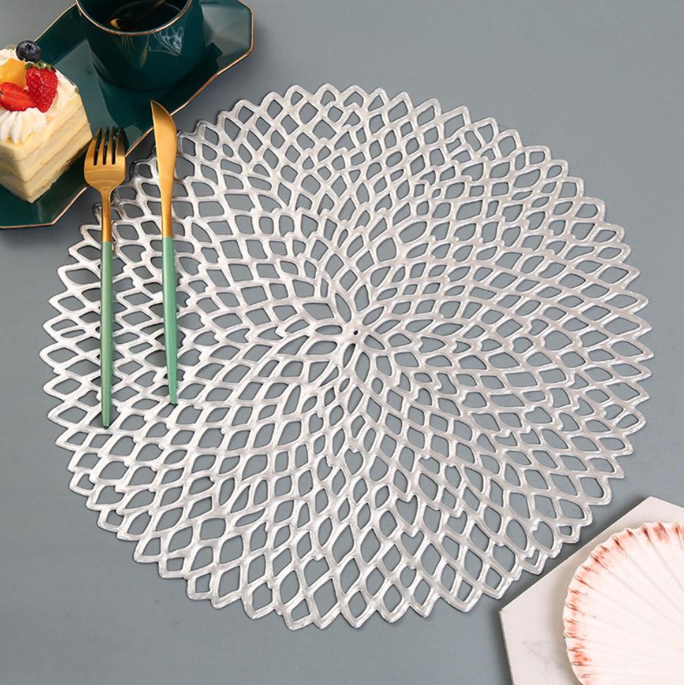 Салфетка сервировочная круглая 38 см Серебристый (5454) Салфетка сервировочная круглая 38 см Серебристый (5454)