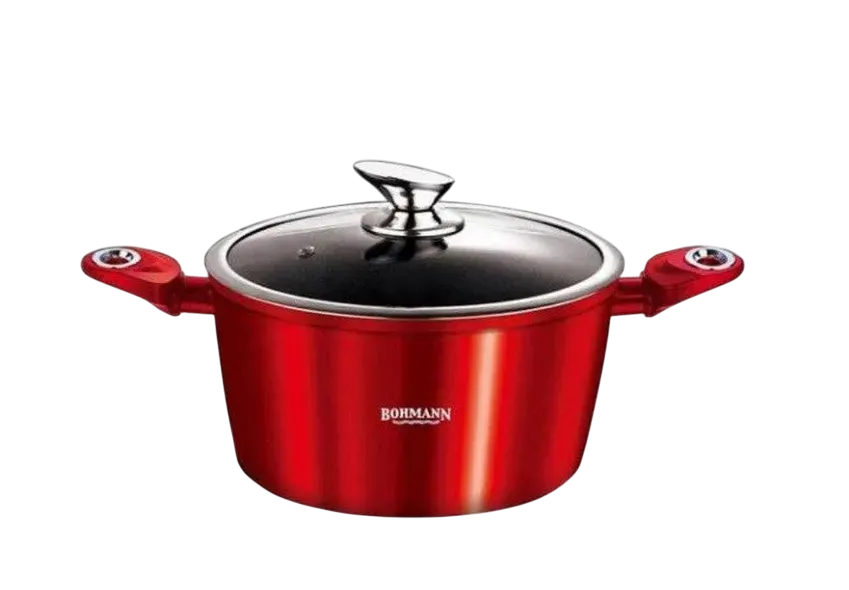 Каструля Bohmann алюмінієва з мармуровим покриттям 24 см Червоний (BH 2624 NS )