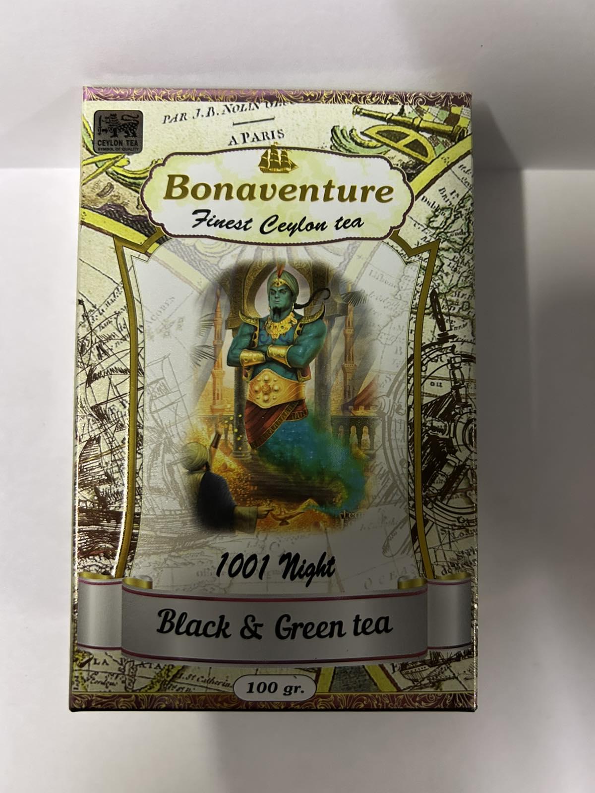 Чай Bonaventure черный и зеленый 1001 Ночь земляника и тропические фрукты 100 г