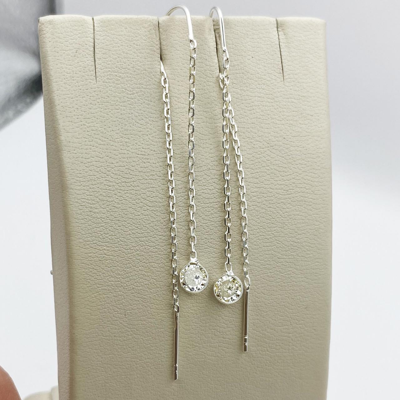 Серьги-протяжки серебряные с кубическим цирконием 1,42 г (1968576314) Серьги-протяжки серебряные с кубическим цирконием 1,42 г (1968576314)