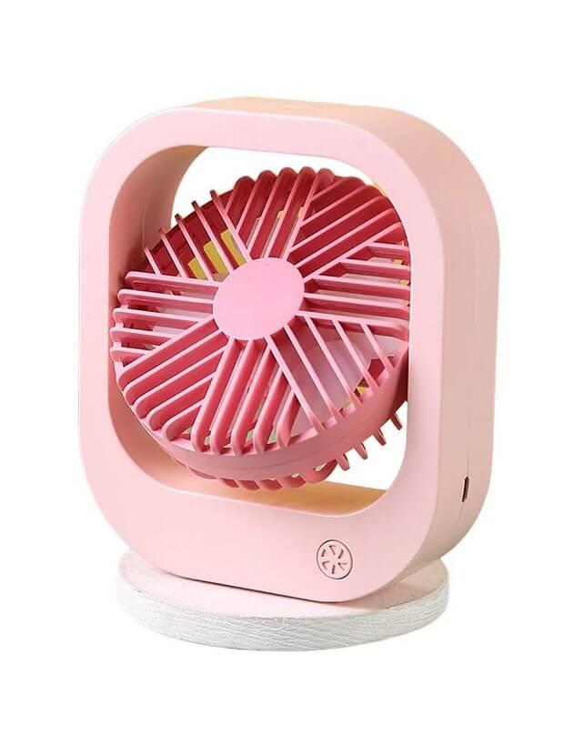 Вентилятор настольный аккумуляторный DianDi Fashion Fan SQ 2177A с USB-зарядкой Розовый (11340689)