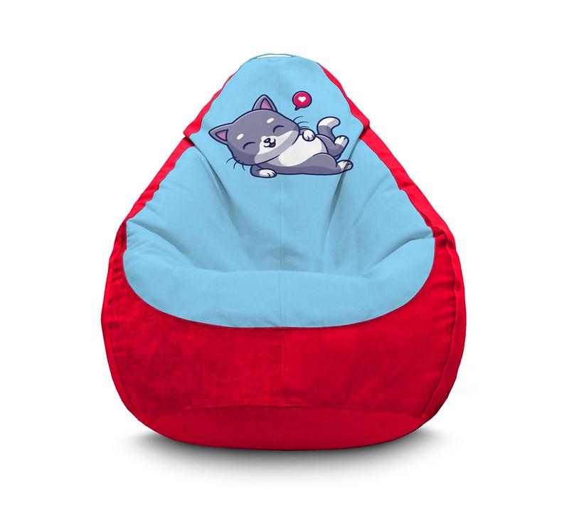 Кресло мешок iPuff Cute cat Chill Флок XXL 90х125 см Красный