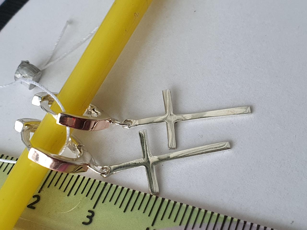 Срібні сережки Хрестики з вставкою золота 925/375 проба (26943916) - фото 3 Срібні сережки Хрестики з вставкою золота 925/375 проба (26943916) - фото 3