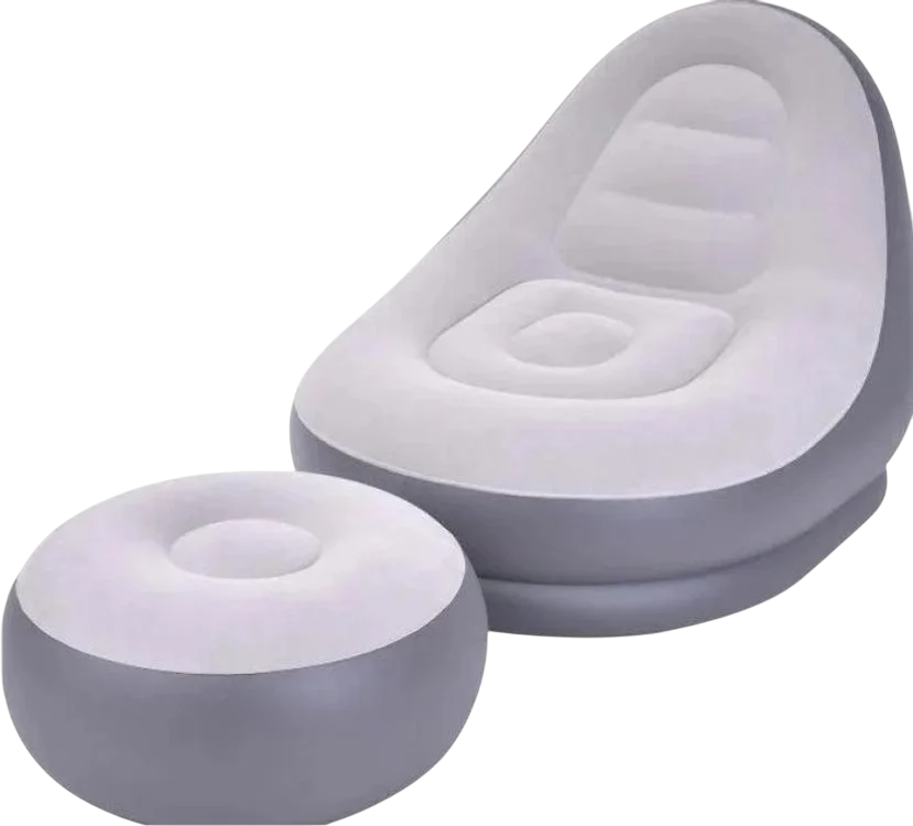 Надувне крісло з пуфом для ніг велюр до 80 кг Grey (128175) Надувне крісло з пуфом для ніг велюр до 80 кг Grey (128175)