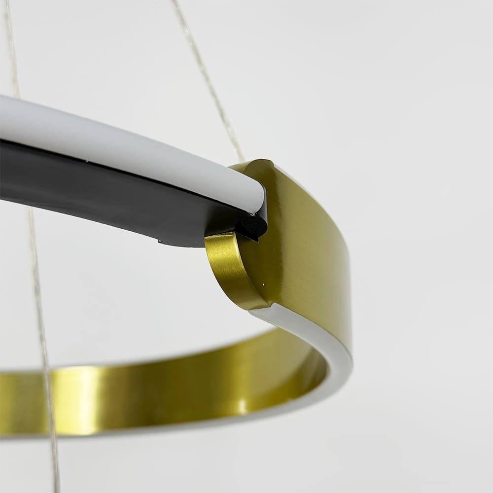 Люстра подвесная с двумя кольцами Ø 80/60 см Черный/Латунь (MJ303-800+600 AB) - фото 2