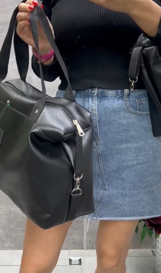 Сумка женская на плечо спортивная из экокожи дорожная большая Черный - фото 8 Сумка женская на плечо спортивная из экокожи дорожная большая Черный - фото 8