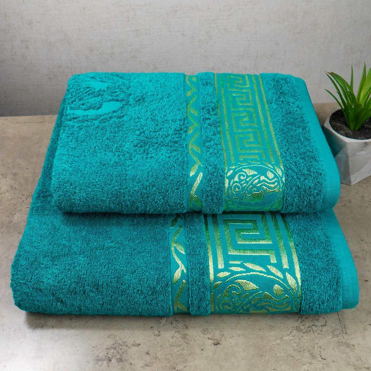 Набор полотенец для сауны GM Textile Caesar 450 г/м2 50х90 см/70х140 см 2 шт. Бирюзовый (450-k2-Caesar-turquoise)