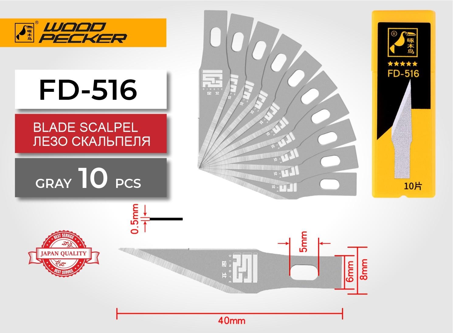 Лезвия для макетного ножа-скальпеля Woodpecker 8 мм 10 шт. Серый (FD-516) - фото 8