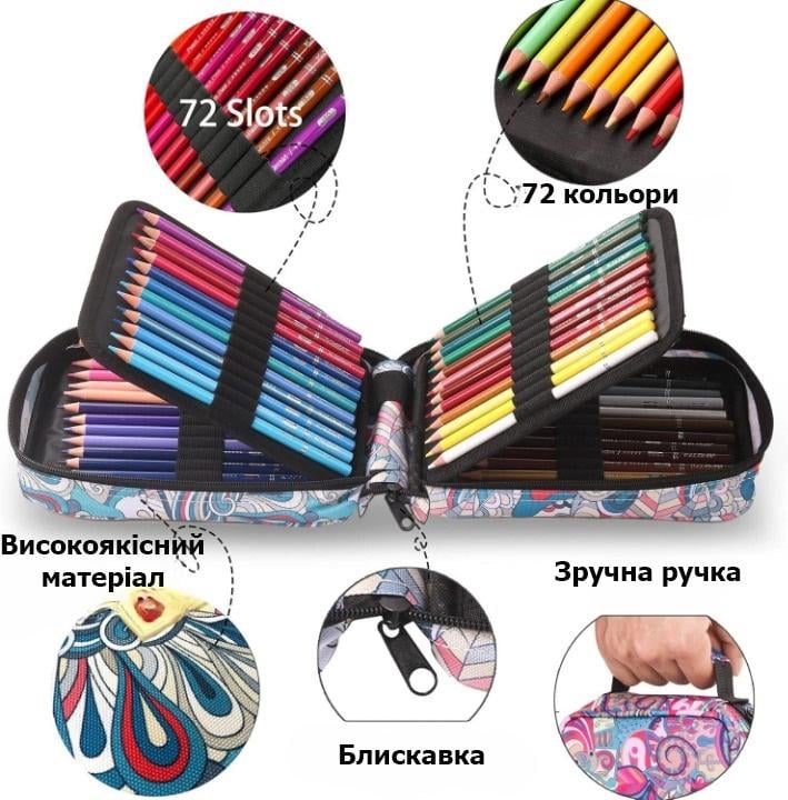 Художній набір кольорових олівців KALOUR 72 COLORS у дизайнерському кейсі (YV-PCN072) - фото 6