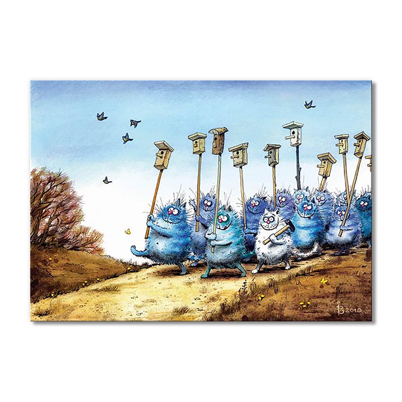 Модульная картина Весенние птицеловы 1 модуль 50x75 см (_rinaz_19)