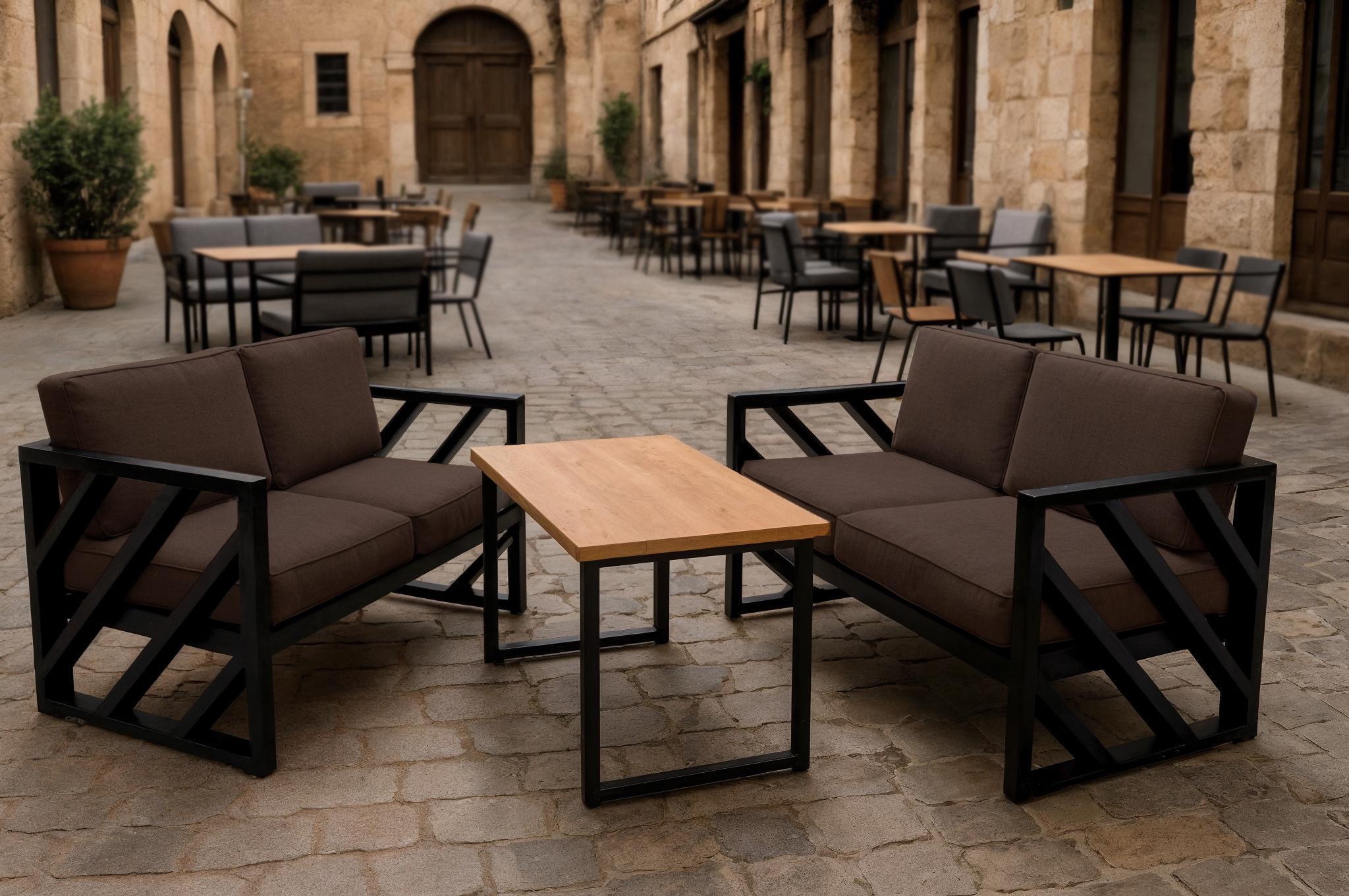 Диван металлический Tobi Sho Гранд/DV4 с подушками 750х1300х700 мм рогожка Коричневый/08 (DV40R523) - фото 3