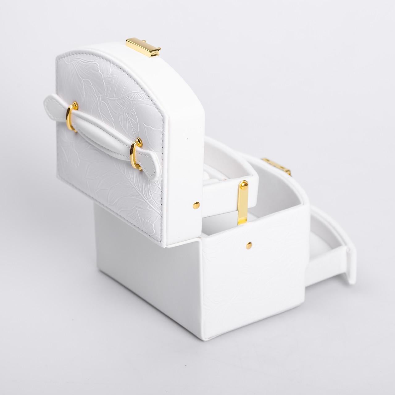 Шкатулка для украшений из эко кожи с замком 3 яруса (6691)