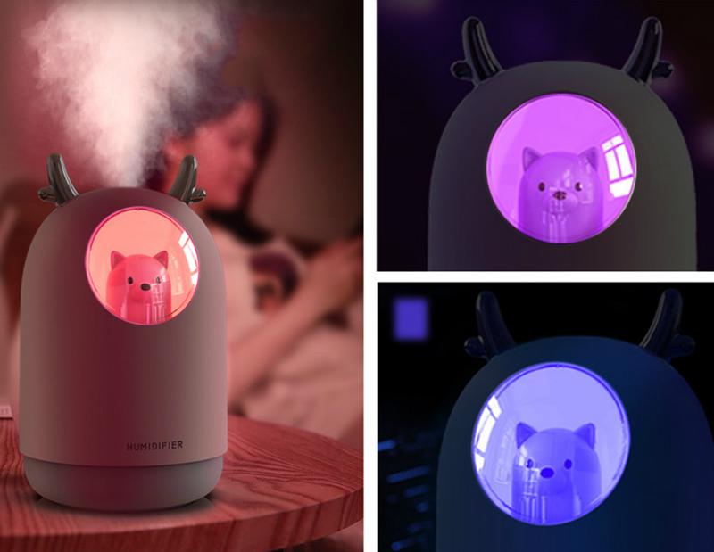 Увлажнитель воздуха Домашний любимец USB Aroma Humidifier M106 с LED-подсветкой на 7 цветов Розовый (1139) - фото 8