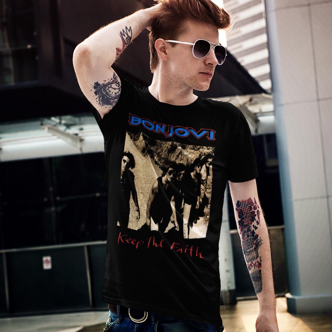 Футболка унісекс Bon Jovi Keep The Faith 1992 4XL Чорний (00000006834)