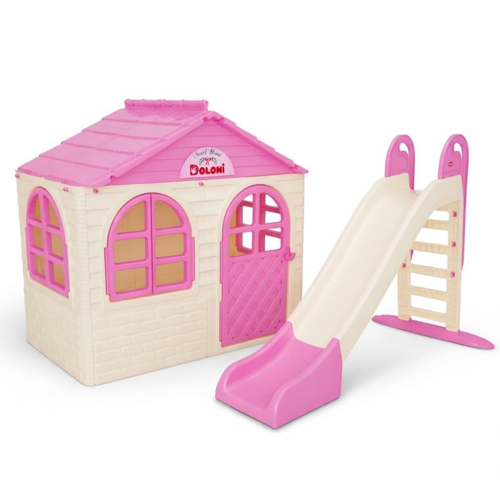 Детский набор Doloni домик XL и горка большая 243 см Молочно-розовый (18140)