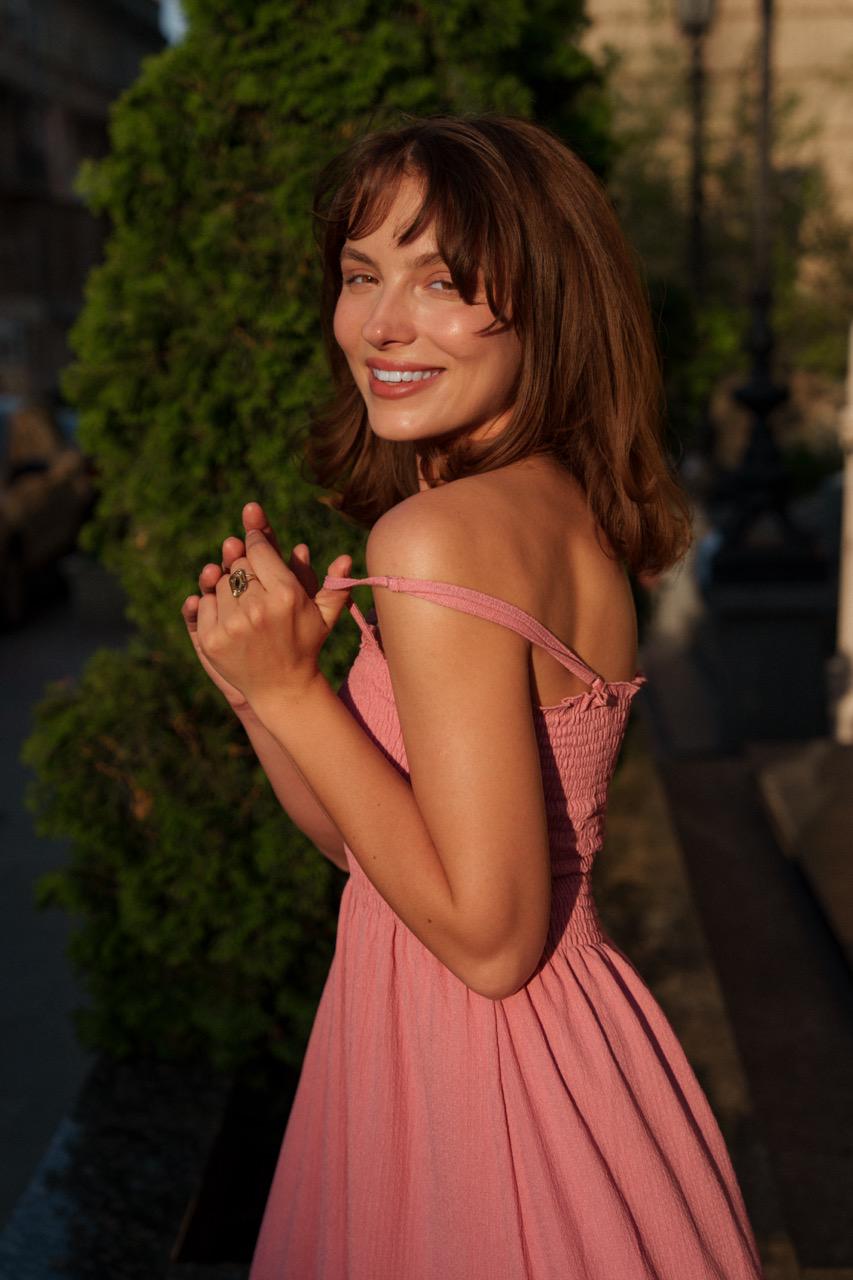 Сарафан женский летний Sarko Дриада жатка S Лепестковый розовый (00047)