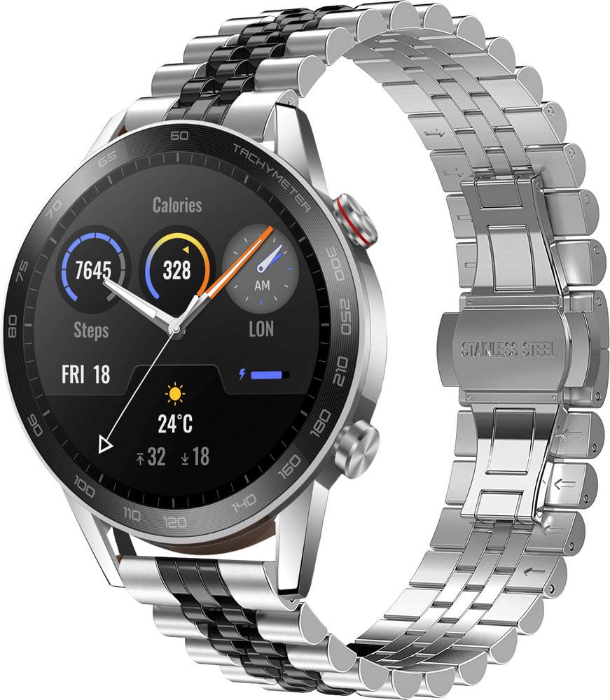 Браслет металлический Stech Line для Honor Magic Watch 2 46 мм Silver Black (29147-69)