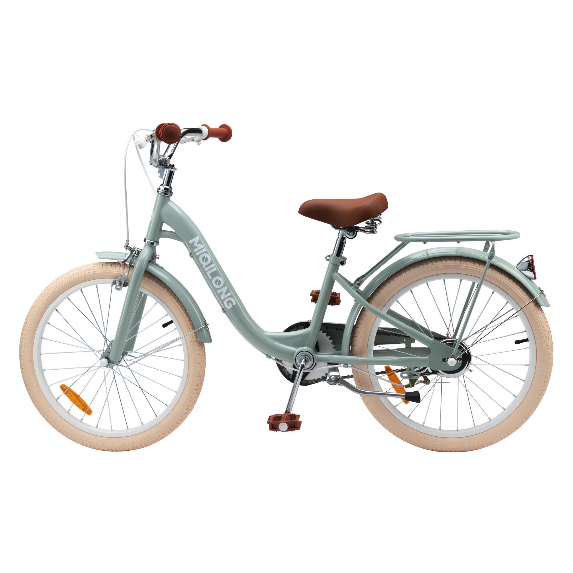 Детский велосипед Miqilong LS 20" с корзиной из натурального ротанга Оливковый (RBB-LS20-OLIVE) - фото 4