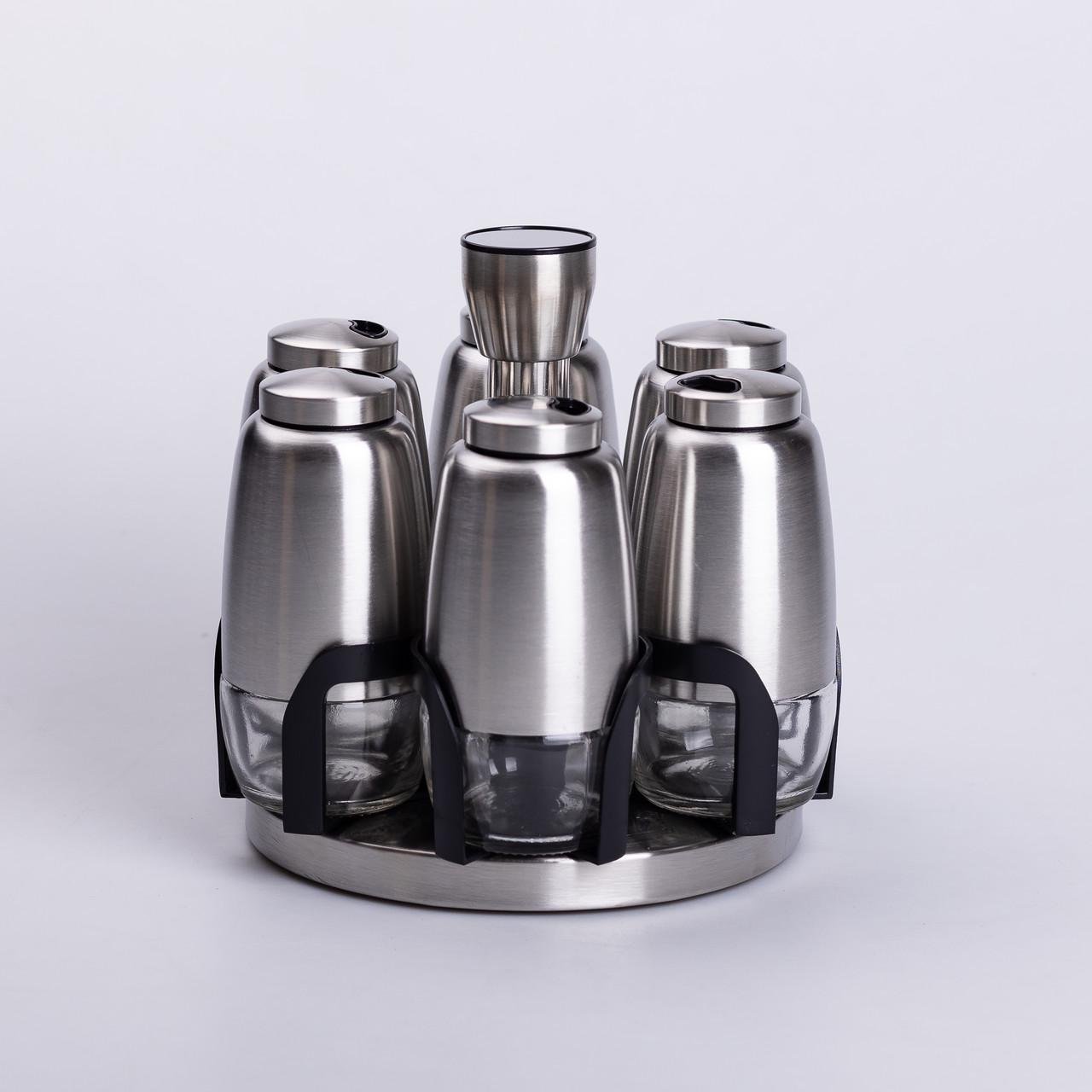 Набор для специй на поворотной подставке 6 шт. по 120 мл 15х15х16 см Хром