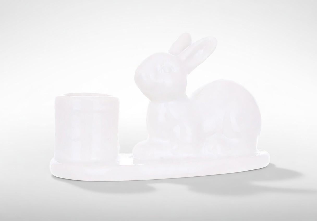 Подсвечник керамический BonaDi Кролик 10x6,5x6,5 см Белый (733-591)