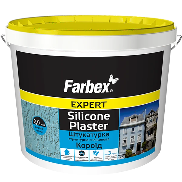 Штукатурка структурна силіконова Farbex Короїд база А 25 кг Білий (2792906493)