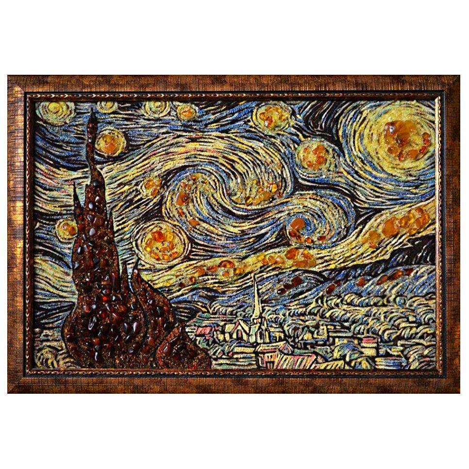 Картина Звездная ночь из янтаря 20х30 см (К0033-20х30)