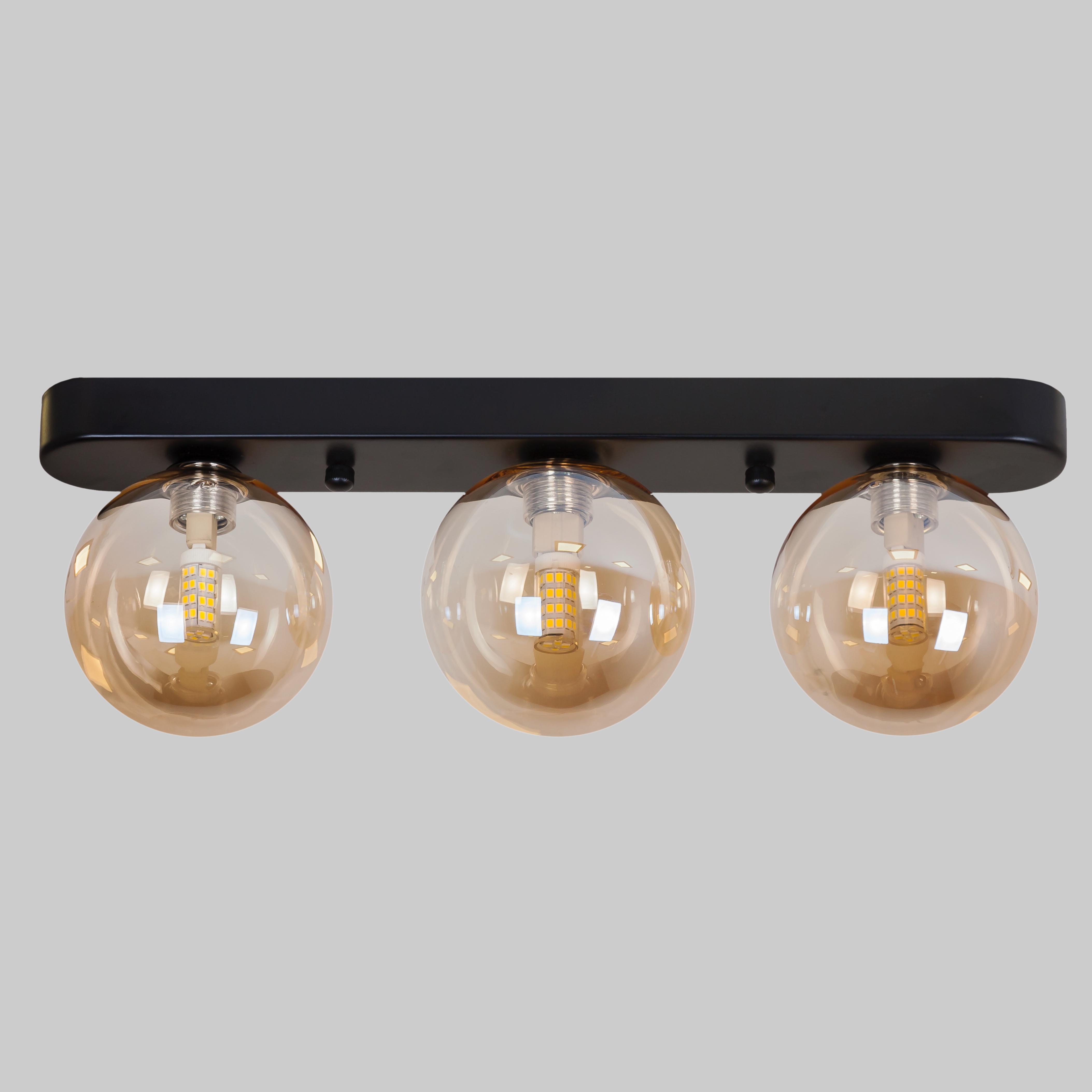 Люстра потолочная Glass Trio Light на 3 лампы Черный/Кофейный (61-X100F-3 BK+BR 380)