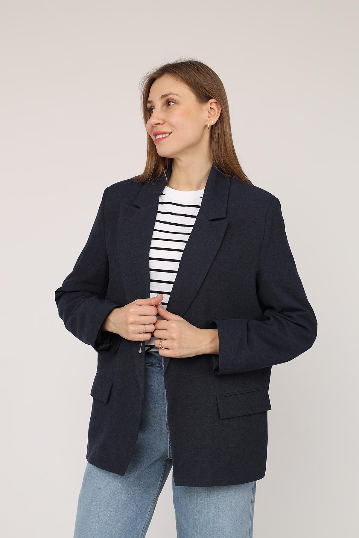 Жакет жіночий ЦБ-00271988 р. 46 Синій (SKT001050202) - фото 2 Жакет жіночий ЦБ-00271988 р. 46 Синій (SKT001050202) - фото 2