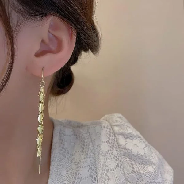 Серьги подвески Золотые колоски 9 см (Q00143) - фото 4 Серьги подвески Золотые колоски 9 см (Q00143) - фото 4