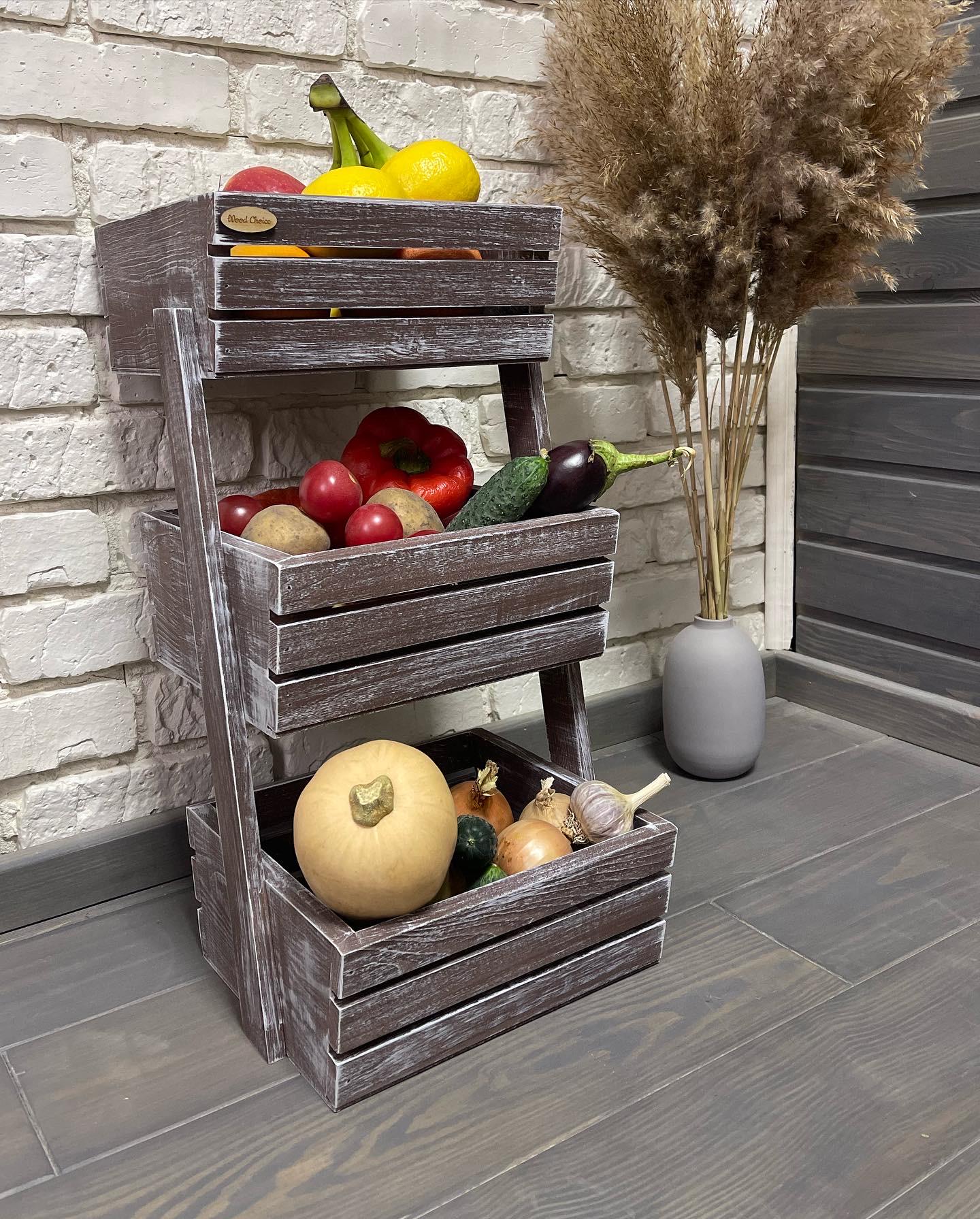 Ящик-фруктовниця дерев'яна 3 яруси Коричневий (153) - фото 5