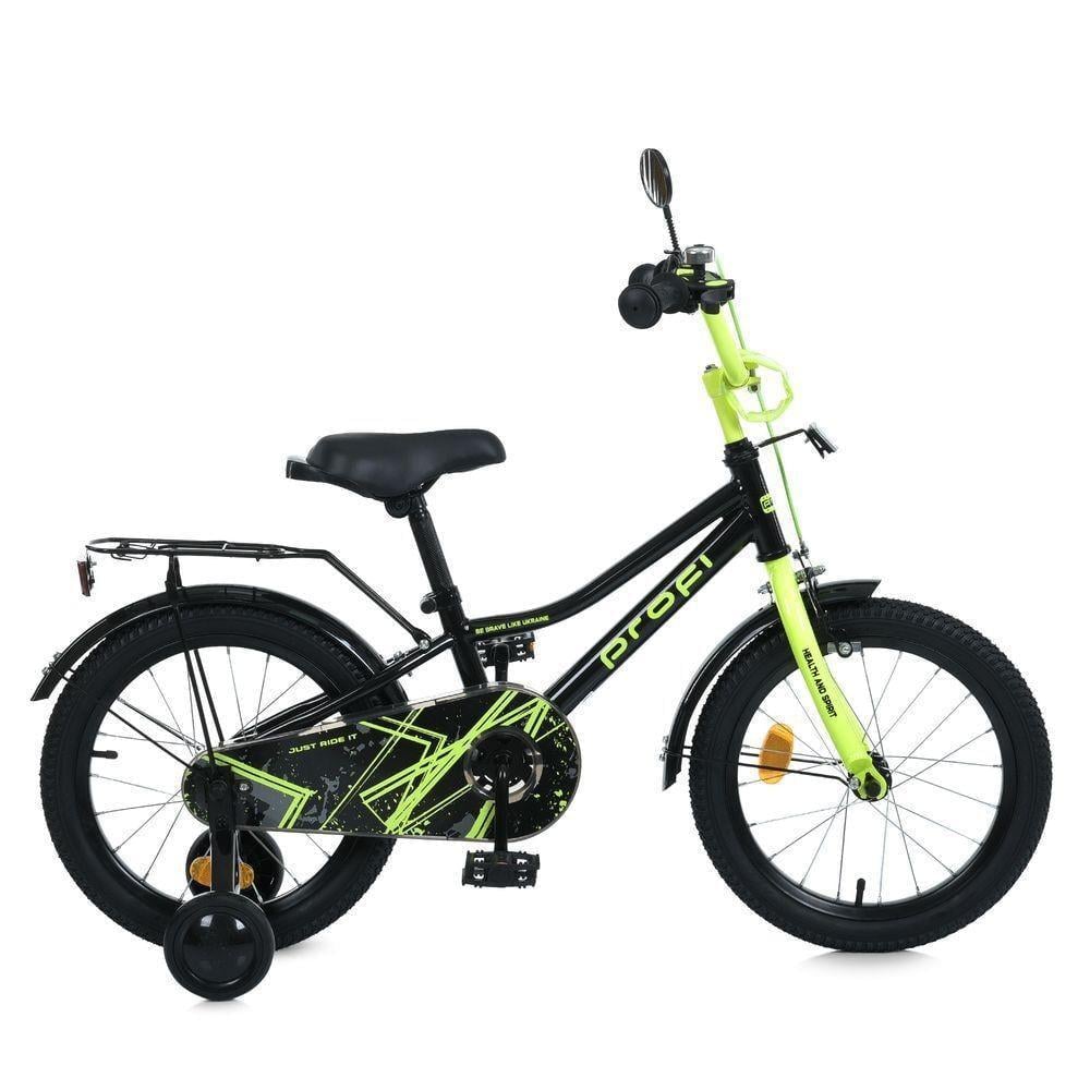 Дитячий велосипед PROF1 Prime 14" з багажником Чорно-салатовий - фото 2 Дитячий велосипед PROF1 Prime 14" з багажником Чорно-салатовий - фото 2