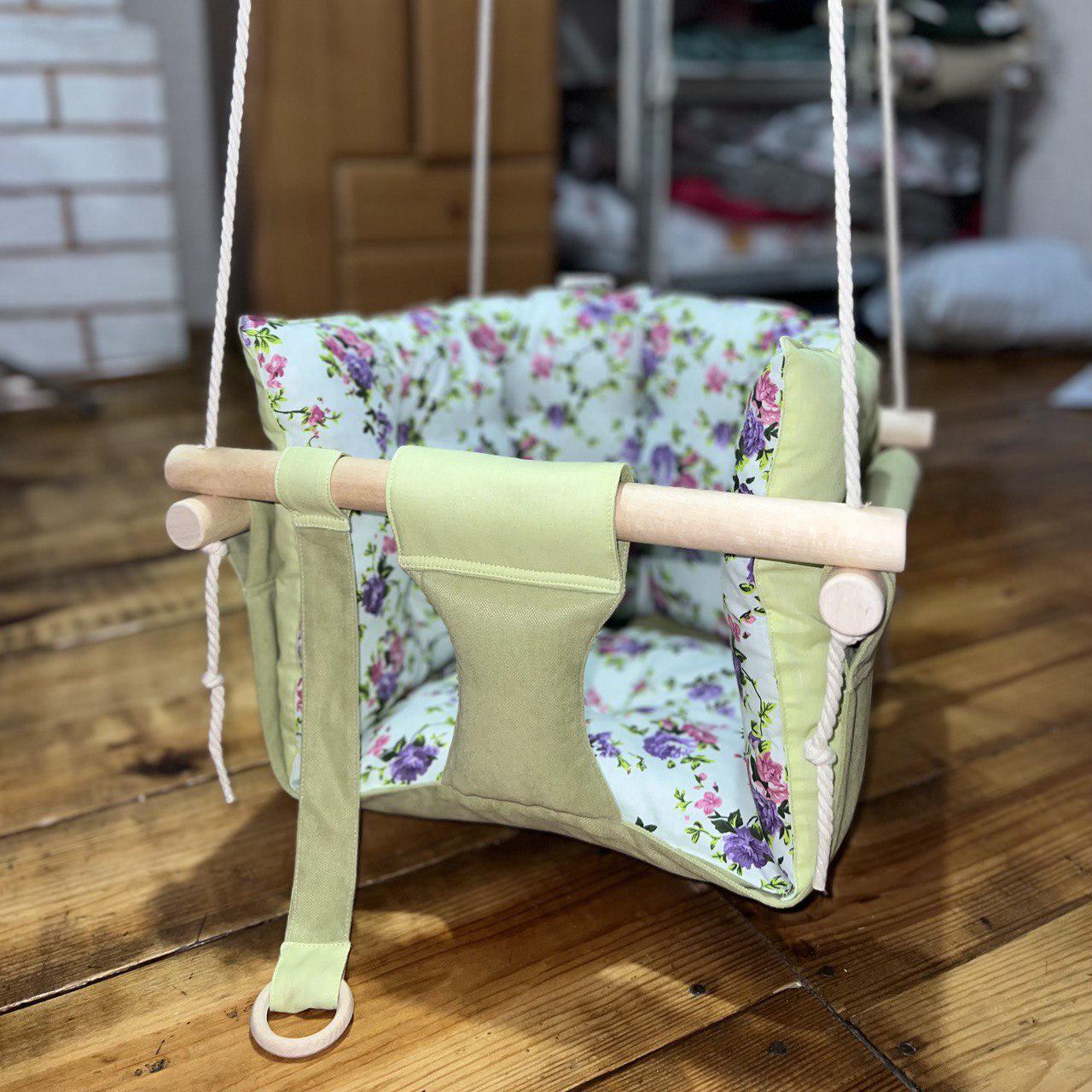 Детские качели подвесные Премиум из микровелюра Салатовый (gs-8589)