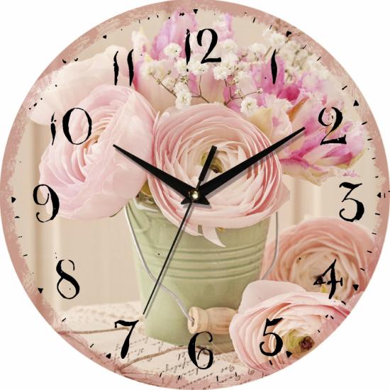 Часы настенные UTA Vintage Цветы в ведерке 33х33 см (117798)
