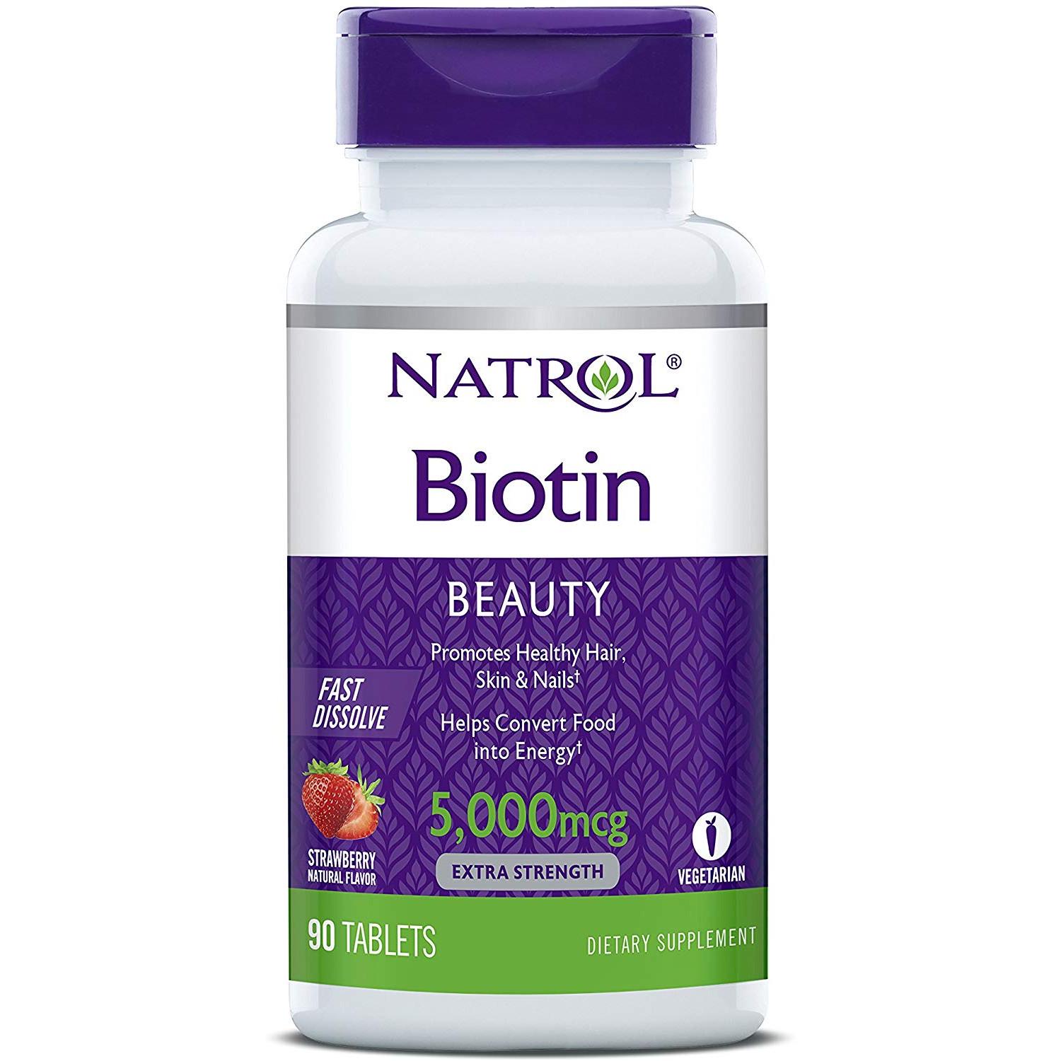 Биотин Natrol Biotin Fast Dissolve Strawberry 5000 mcg 90 tabs