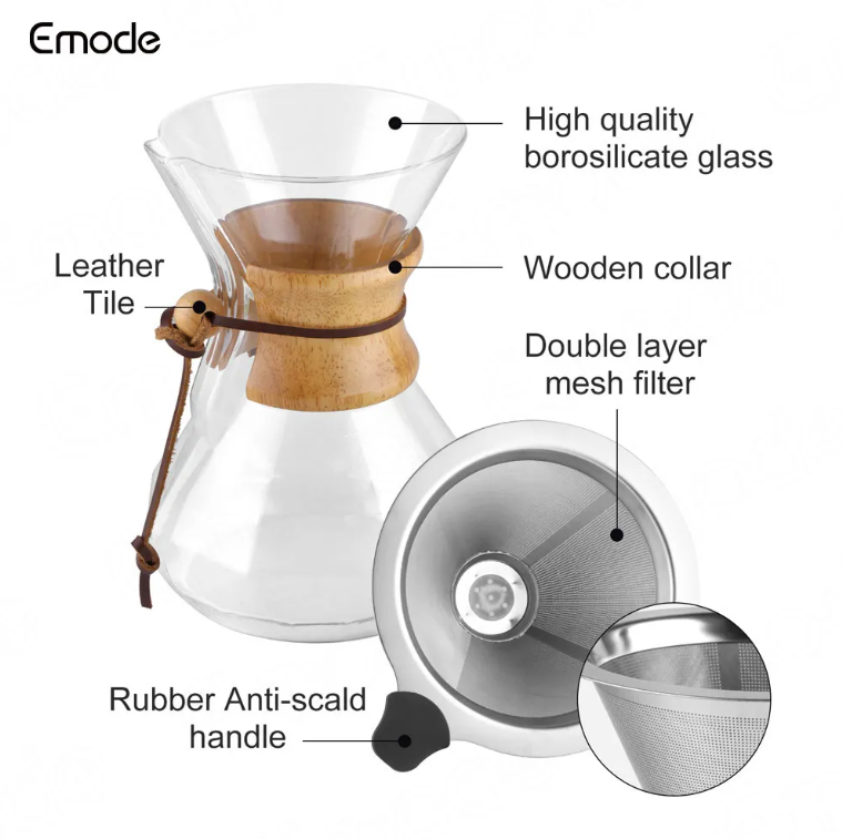 Кемекс заварник для кофе с многоразовым металлическим фильтром 800 мл (5888025) - фото 3