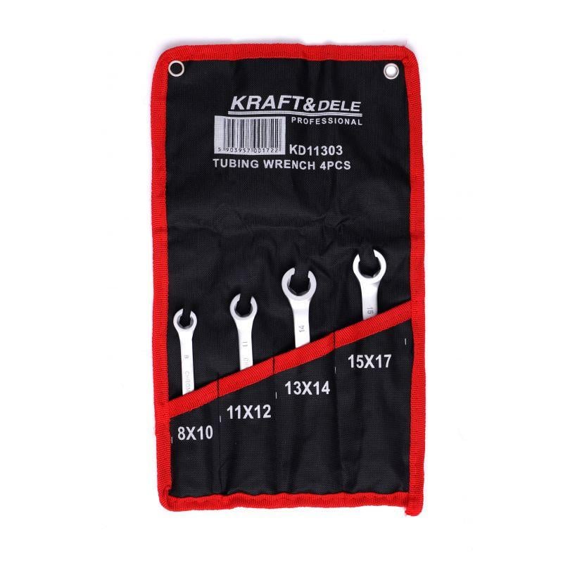 Набор ключей рожковых для тормозных шлангов Kraft&Dele KD11303 4 шт. полуоткрытые
