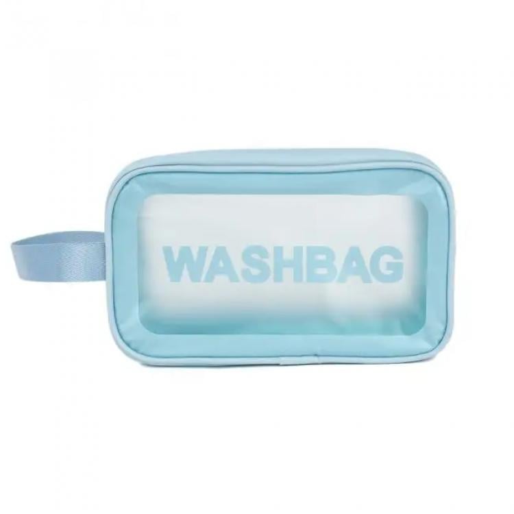 Сумка-косметичка прозора Washbag Medium ПВХ 26x15x9 см Blue (128307) - фото 1