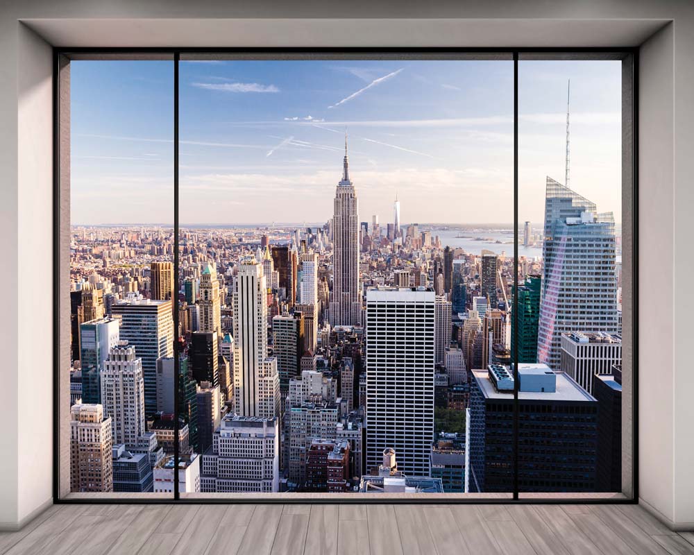 Фотообои WS Wallpaper Окно с видом на город 150x100 см (108201810)