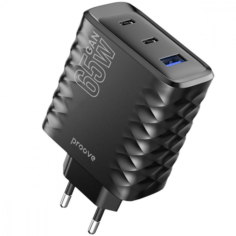 Зарядное устройство Proove Speed Surge Gan 65W USB /2 Type-C Black Зарядное устройство Proove Speed Surge Gan 65W USB /2 Type-C Black