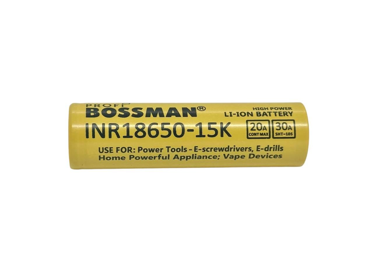 Акумулятор високострумовий Bossman Profi Li-ion 3,7V 1500mAh INR18650-15K для електроінструменту (2317702818) - фото 4 Акумулятор високострумовий Bossman Profi Li-ion 3,7V 1500mAh INR18650-15K для електроінструменту (2317702818) - фото 4