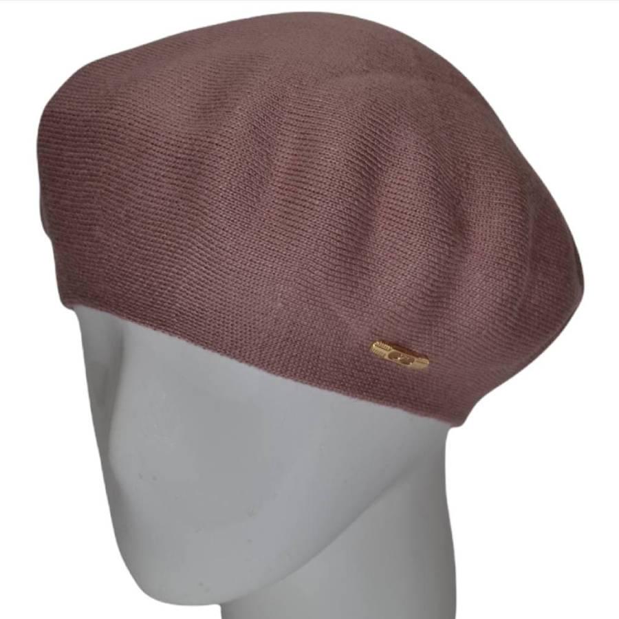 Берет женский Lirus Шанель из шерсти двойной тонкой вязки Светло-пудровый