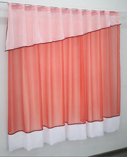 Занавеска на кухню шифон/лен 270х170 см Коралловый/Белый (047к) - фото 2 Занавеска на кухню шифон/лен 270х170 см Коралловый/Белый (047к) - фото 2