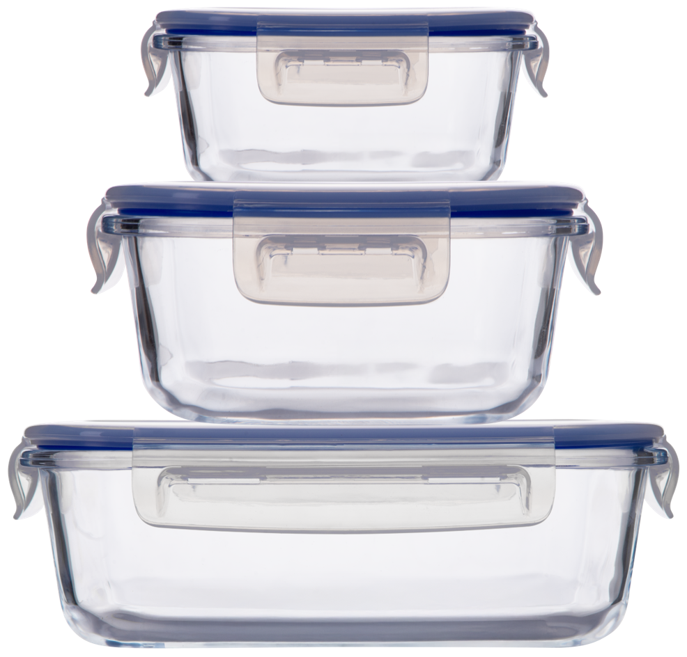 Набор стеклянных пищевых контейнеров Ecomo Nova Box 6,6x16,5x22,1 см 1,41 л 3 шт. (FC-T3-LL)